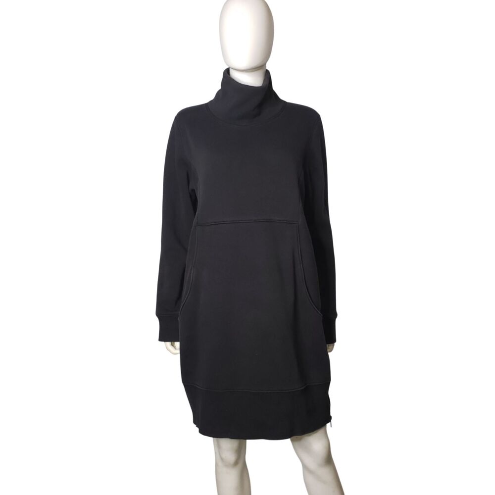 Athleta Cozy Karma Black Sweatshirt Mock Neck Dress Womens Size XL